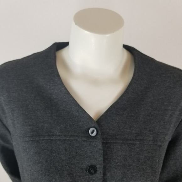 Maternity Shacket M Grey Banded Removable Collar Vtg Lightweight Flannel 90 - Picture 3 of 13